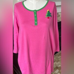 Quacker Factory 2X 🆕/vintage pink French knot Henley knit top tag attached